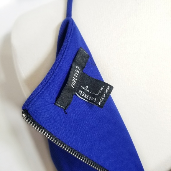 Forever 21 Cobalt Blue Textured Keyhole Halter Lrg - Picture 6 of 7